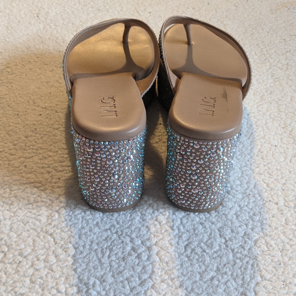 INC allover rhinestone embellished wedge sandal - Picture 5 of 7